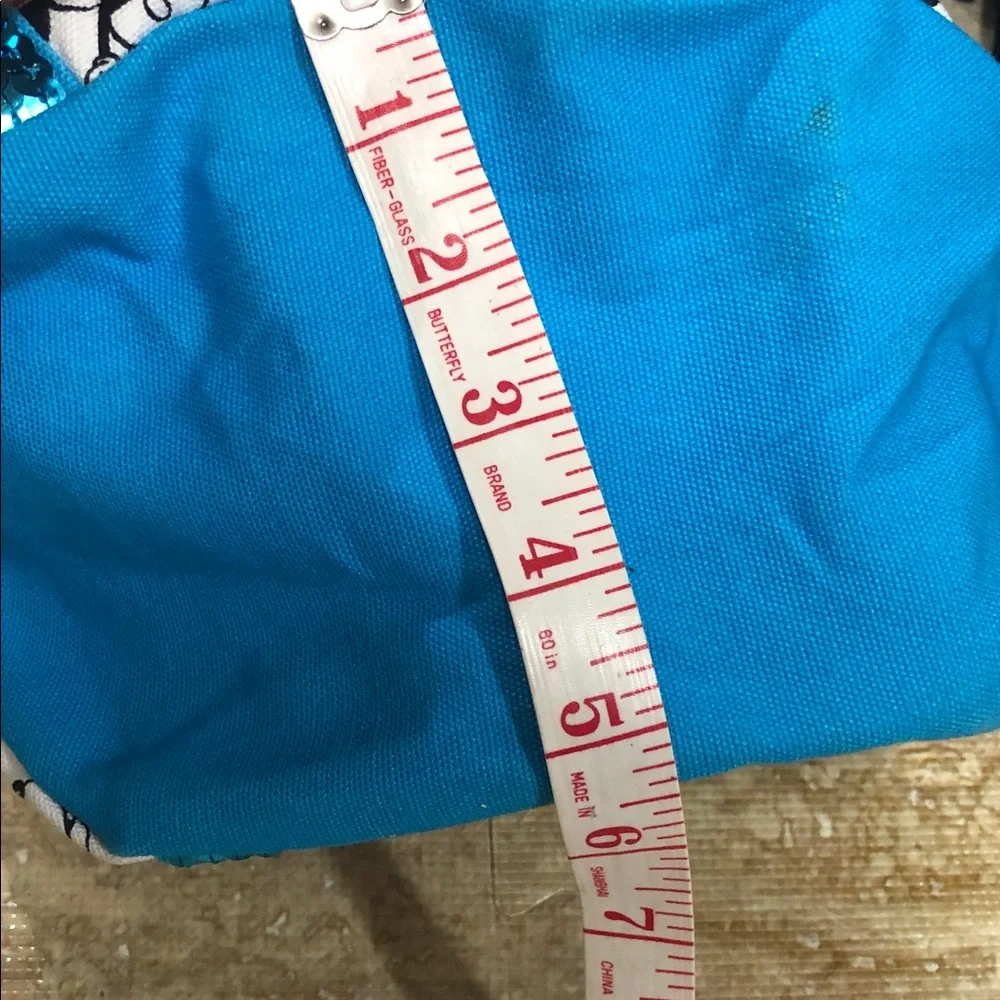 Mickey Sequin-Trim Canvas Tote in Teal